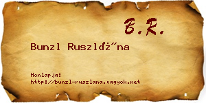 Bunzl Ruszlána névjegykártya